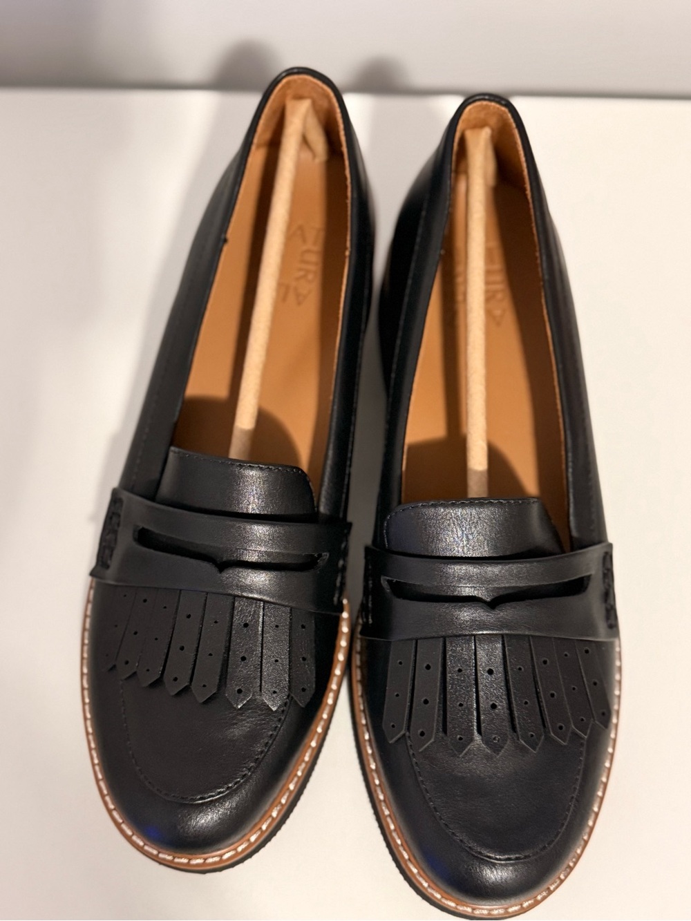Black Leather Kiltie Loafers